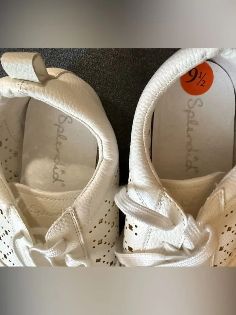 Splendid White Sand Julian Low Top Perforated Sneakers Size 9.5